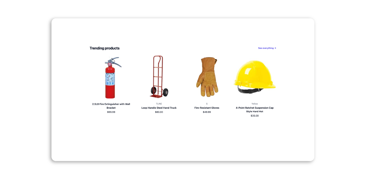 Example of the featured collection in the reference storefront