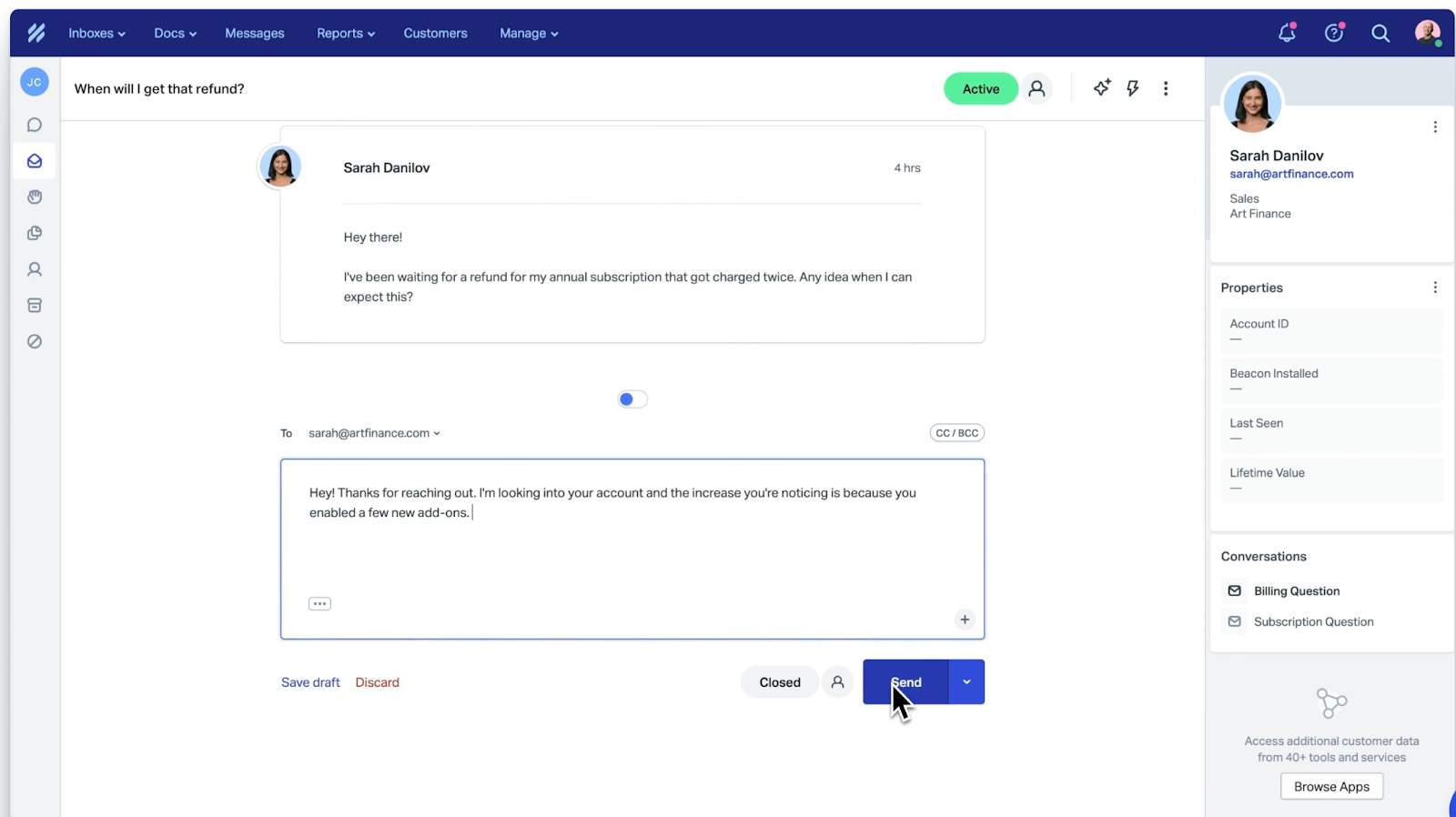 Example of what HelpScout's marketplace software looks like