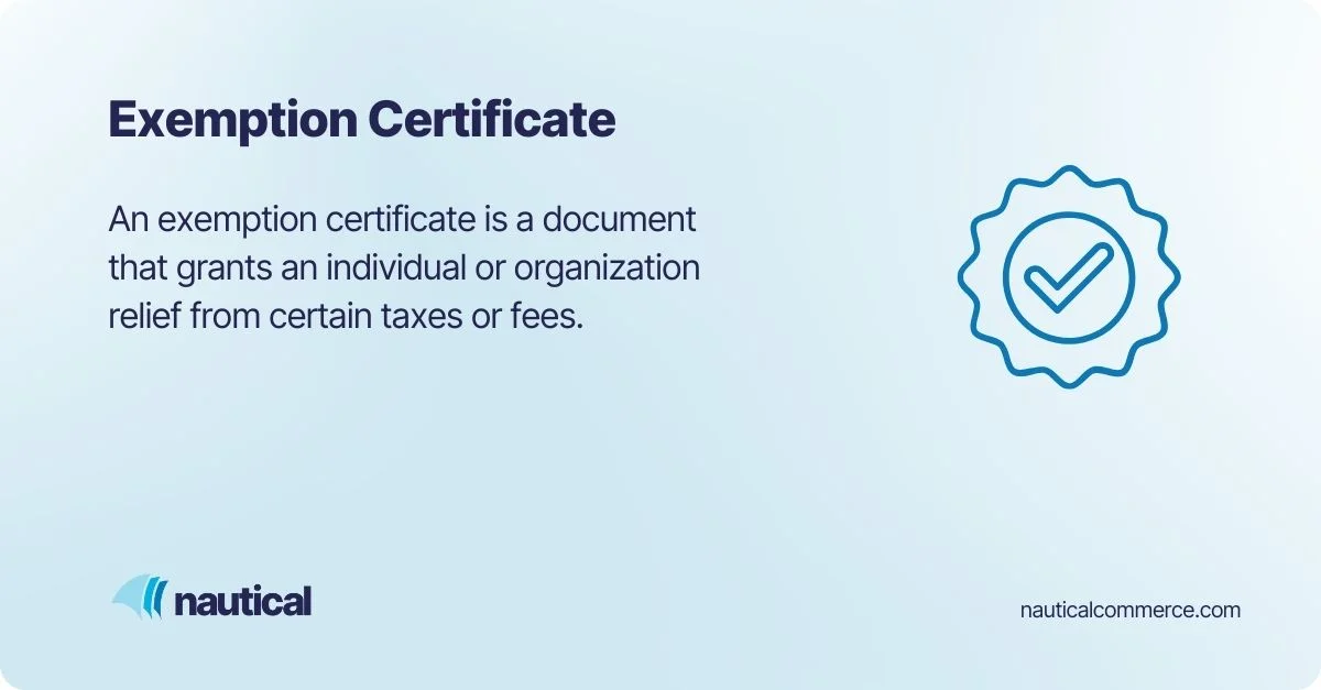 Exemption certificate definition
