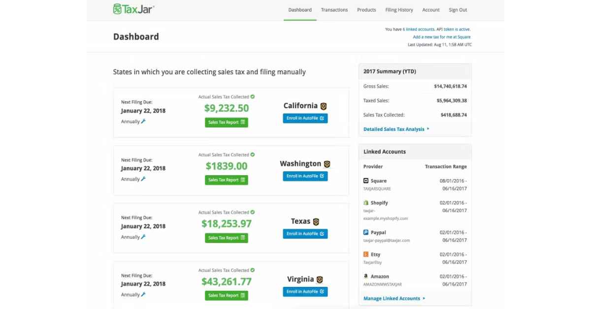 Example of TaxJar integration