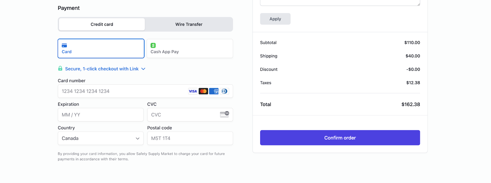 Example of checkout on Nautical Commerce