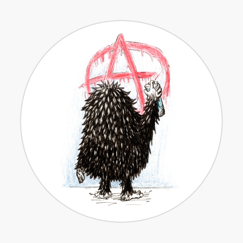 Small black monster by painting the red "A" from the Anarchy-Logo