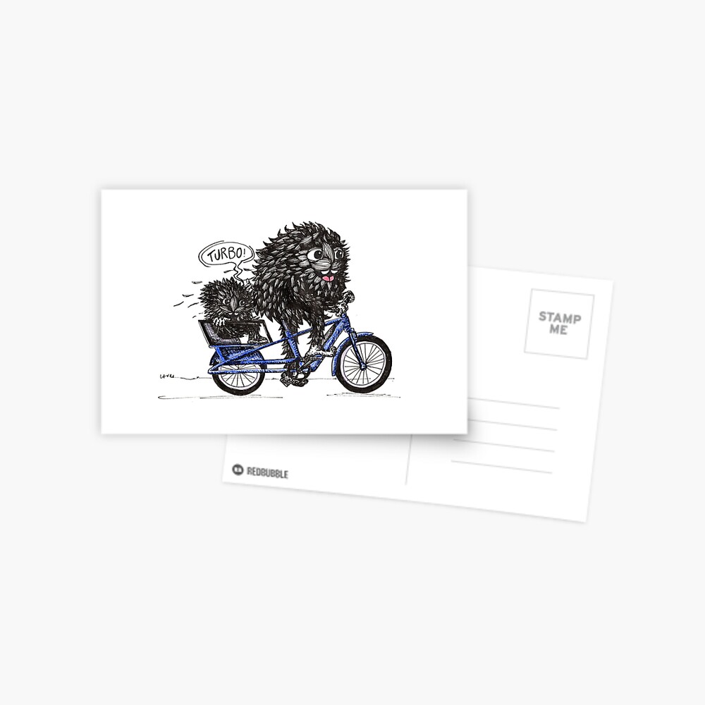 Illustration of two Monster, a Parent and his child on a blue bike.