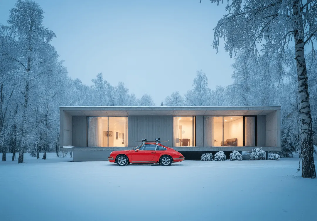 home in a snowy place
