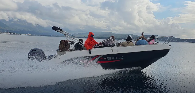 Aerial view of Mamula Island in Kotor Bay Montenegro surrounded by turquoise sea
