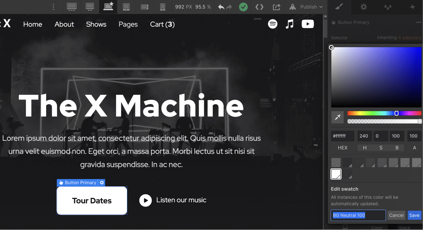 Colors - Music X Webflow Template
