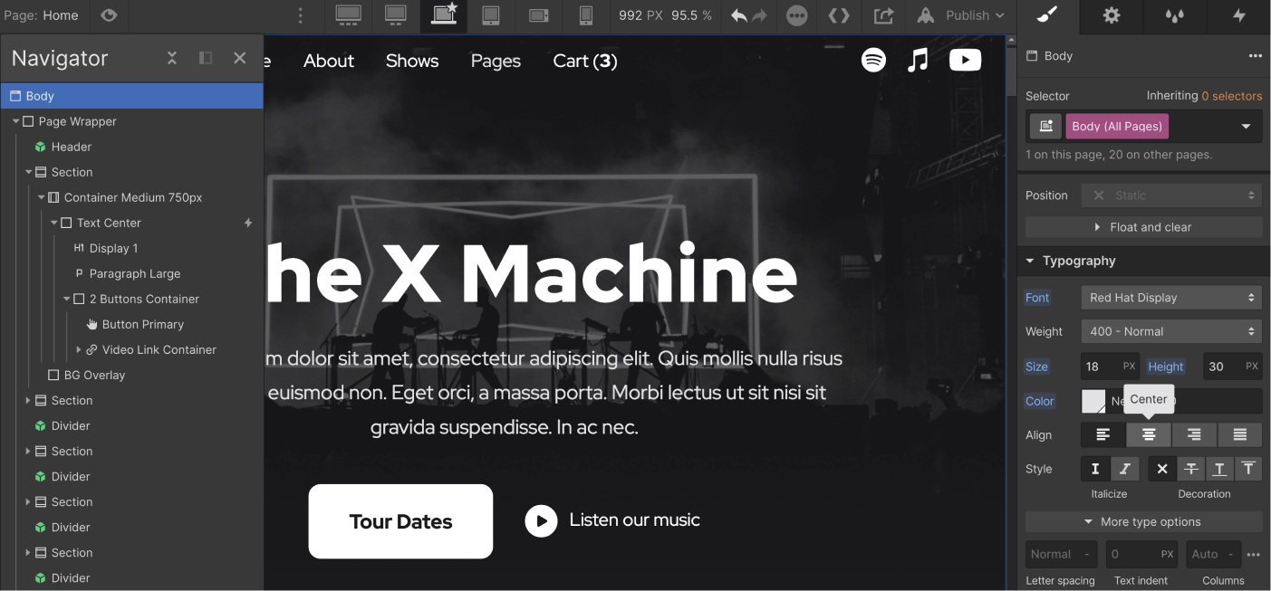 Typography - Music X Webflow Template