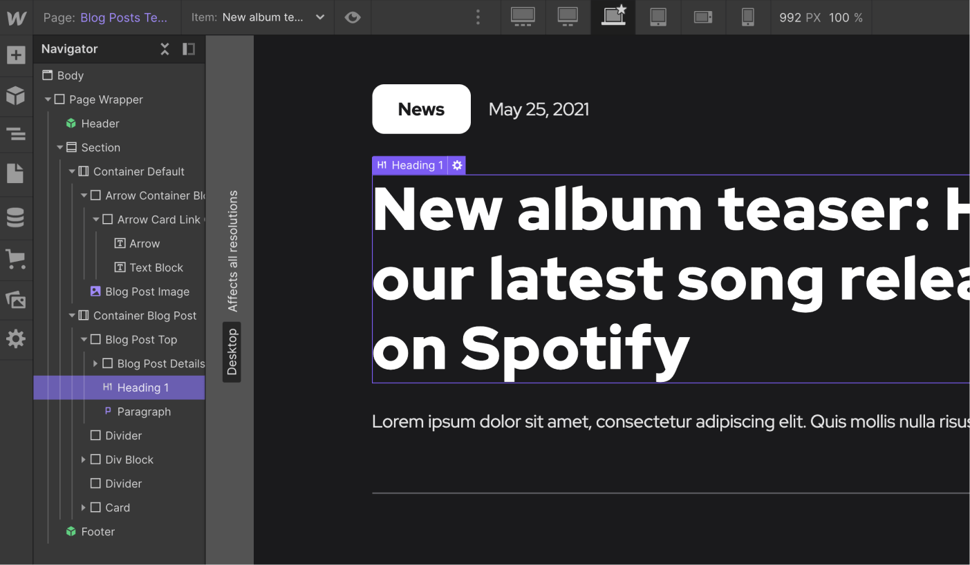 CMS Page - Music X Webflow Template