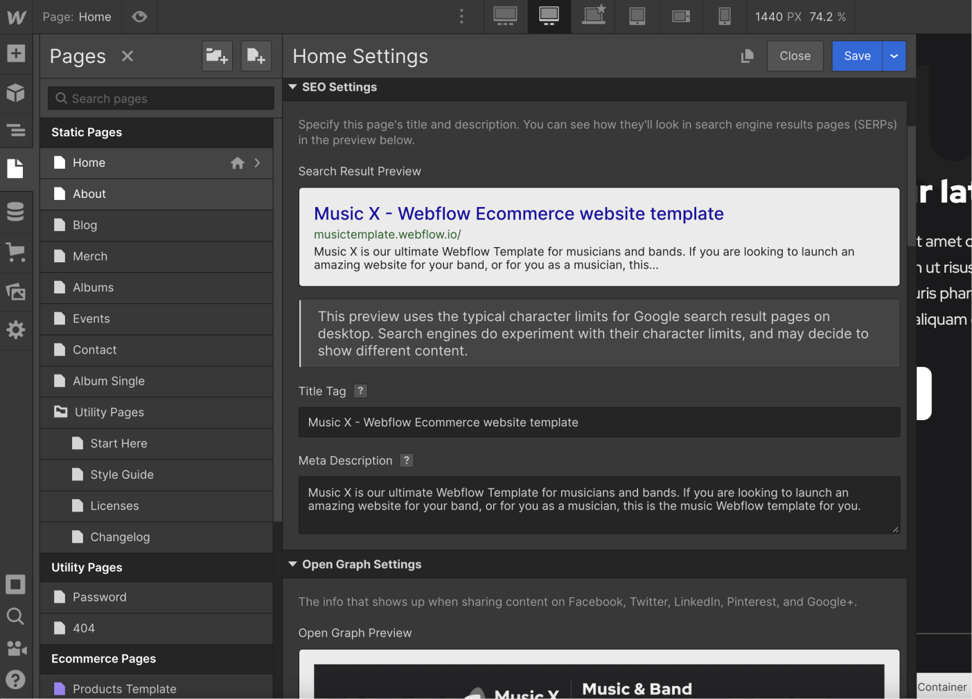 SEO - Music X Webflow Template