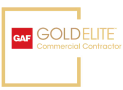 GAF GoldElite Commercial Contractor logo with gold and red accents.