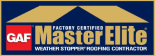 GAF Master Elite Factory Certified Weather Stopper Protection badge.