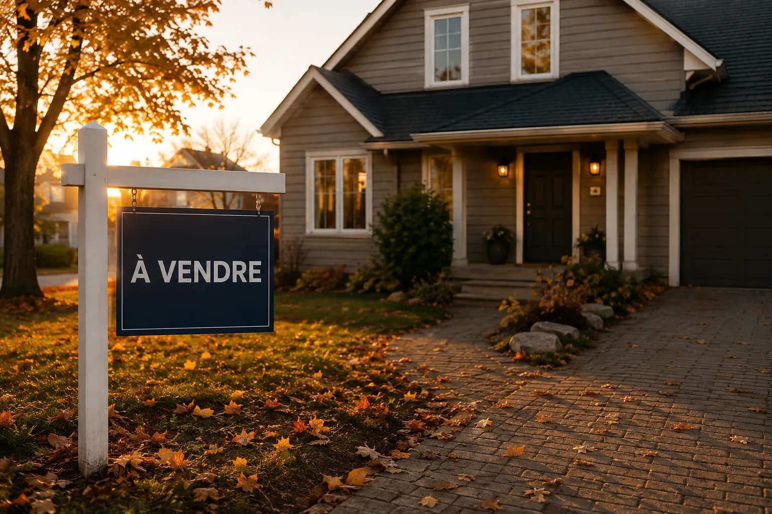 Panneau à vendre devant un bien immobilier mal estimé