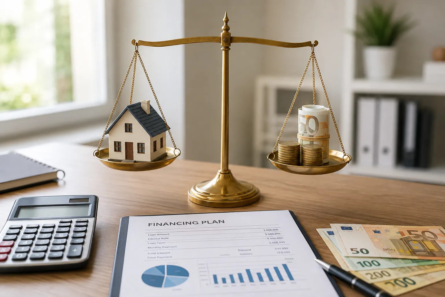 Balance illustrant l'équilibre entre surévaluation et sous-évaluation d'un bien
