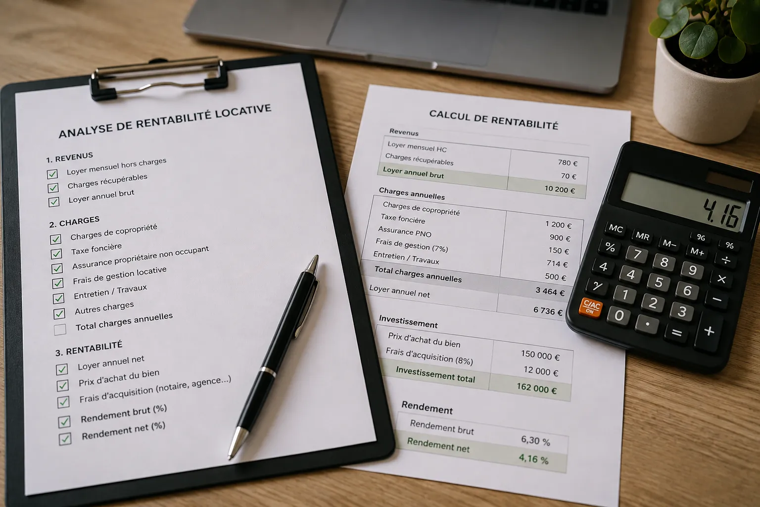 Calcul du rendement locatif net avant de signer un investissement