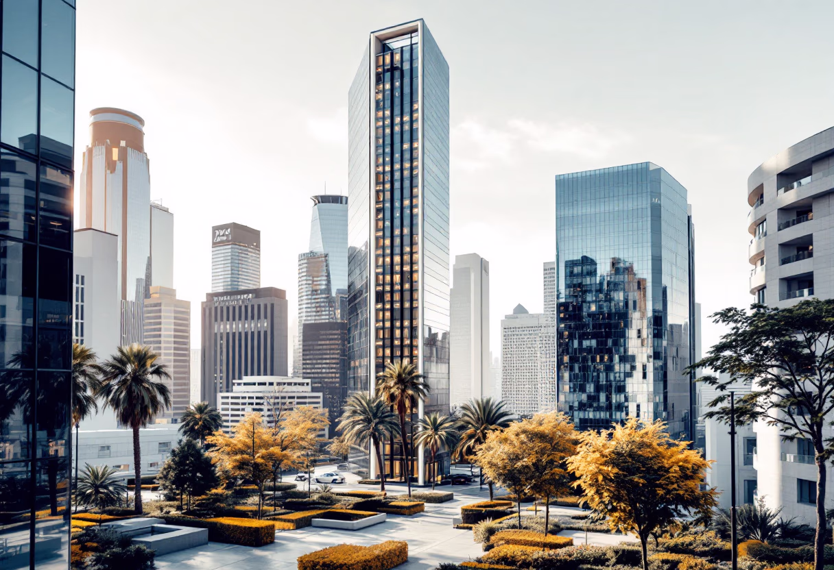 image of cityscape with office building (for a legal tech)