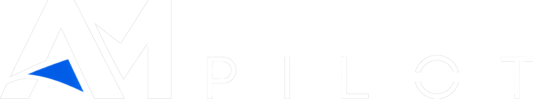 Stylized logo with interlocking letters A and M in white with a blue triangular shape inside the A, followed by the word PILOT in white.