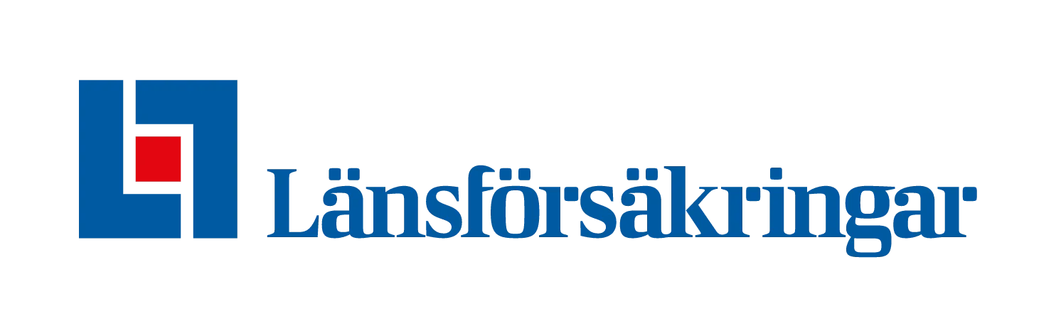 Länsförsäkringar company logo with blue geometric shapes and a red square.