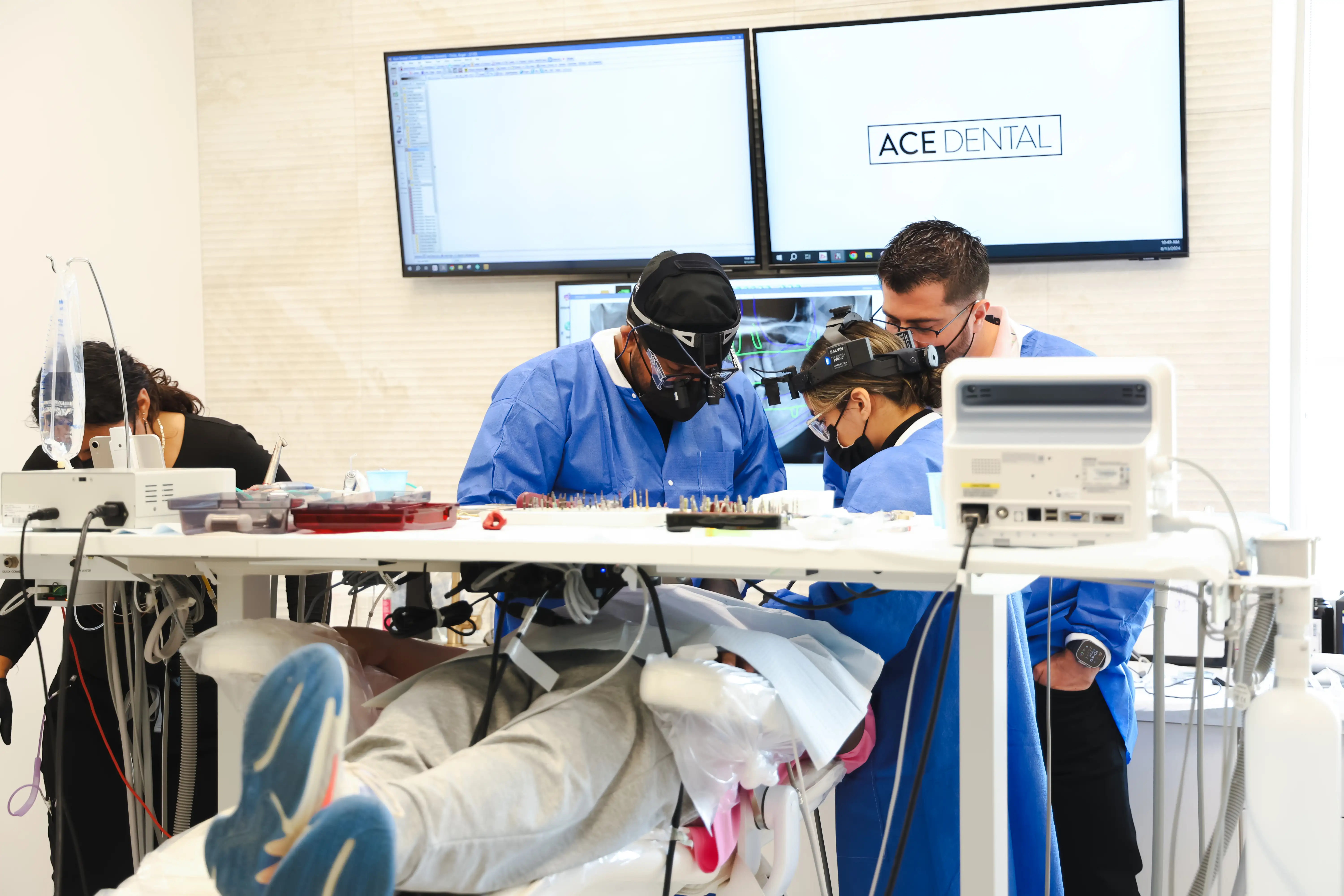 Dentists in the middle of surgery