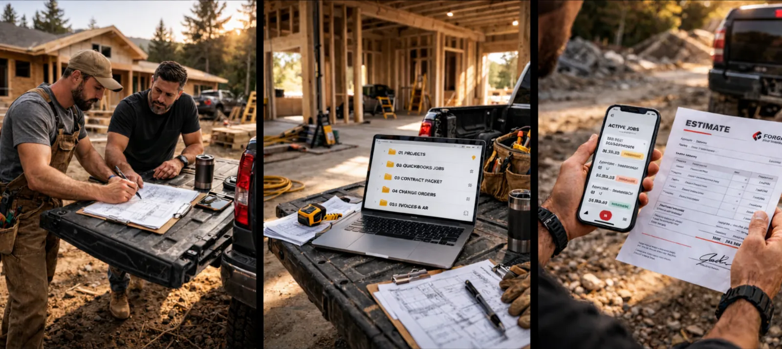 Contractor forge process tailgate workflow: planning, file system, and estimate approval