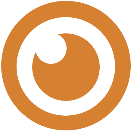 White circular swirl symbol centered on an orange circular background.