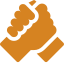 Icon of two hands shaking representing collaboration or agreement.