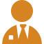 Orange icon of a professional person wearing a tie.