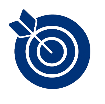 Icon of a target with three concentric rings and an arrow hitting the bullseye.