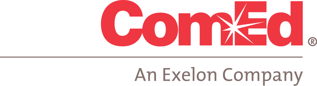 ComEd logo with red text and a star inside the letter E, with the tagline An Exelon Company below a horizontal line.