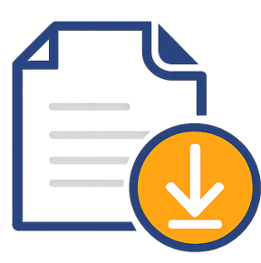 Icon of a document with a downward arrow symbolizing file download.