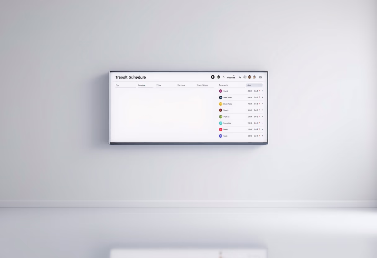 image of digital display with transit schedule for a public transportation company