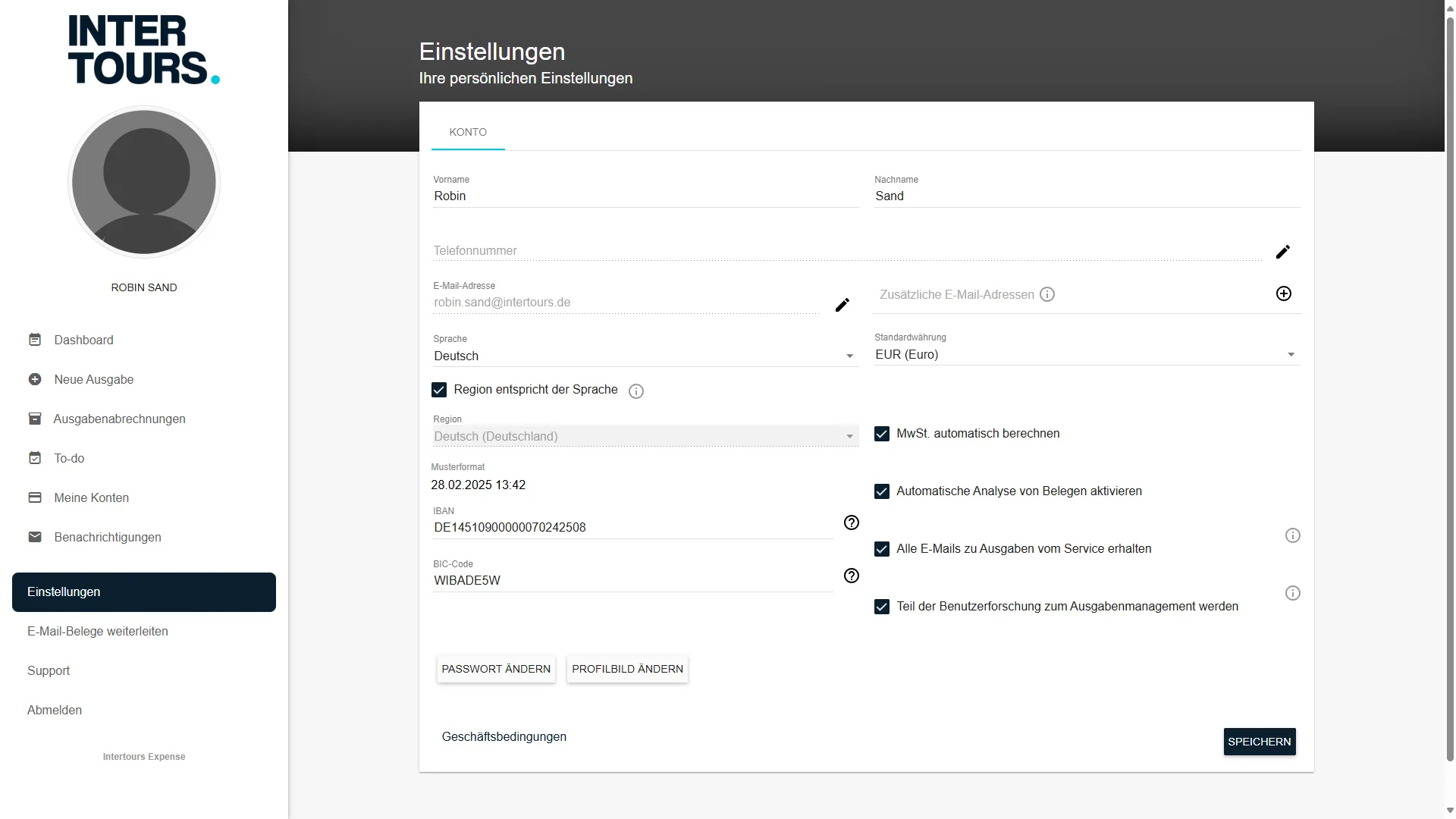 Personliches Profil Expense