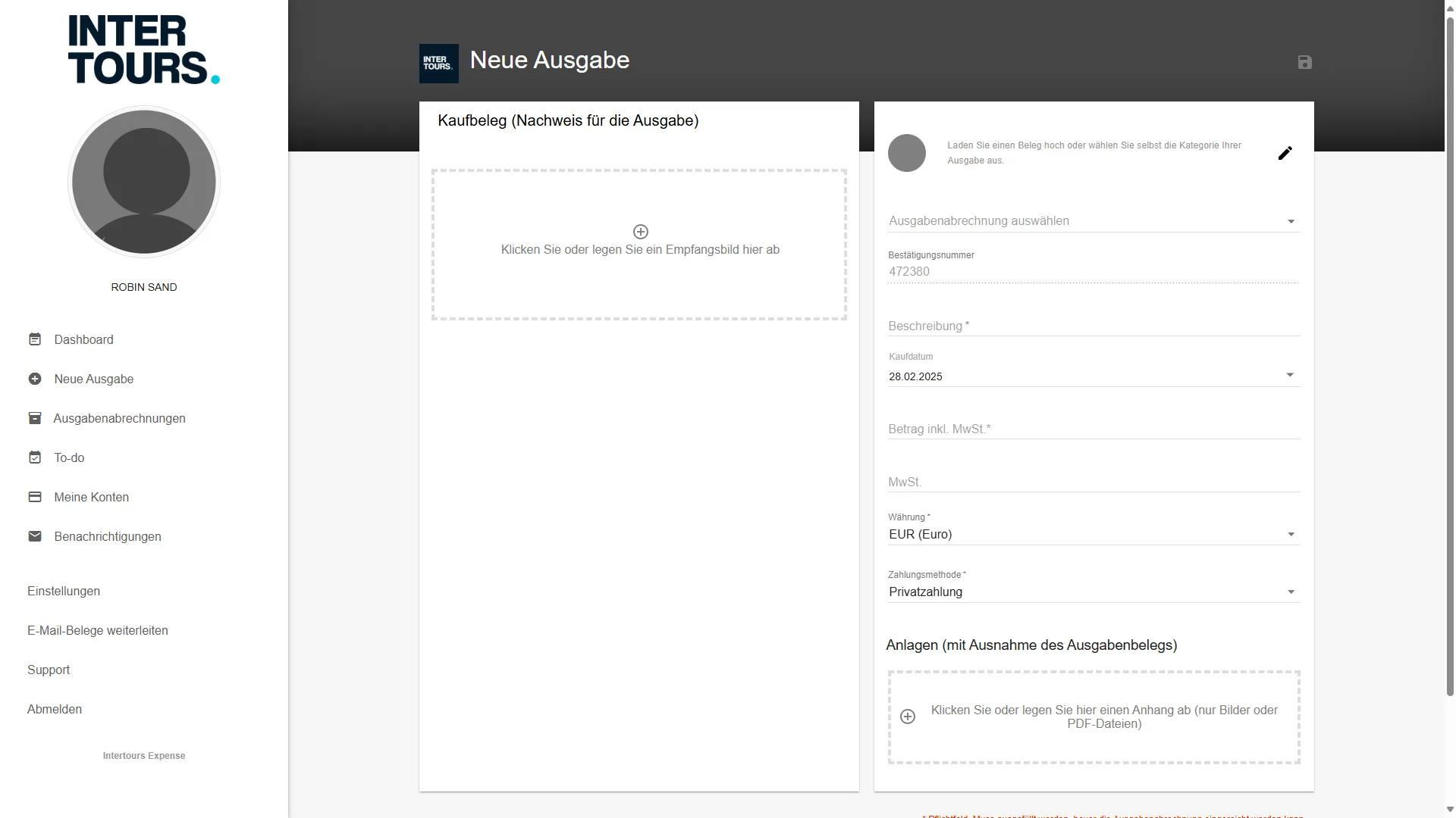 Expense neue Ausgabe