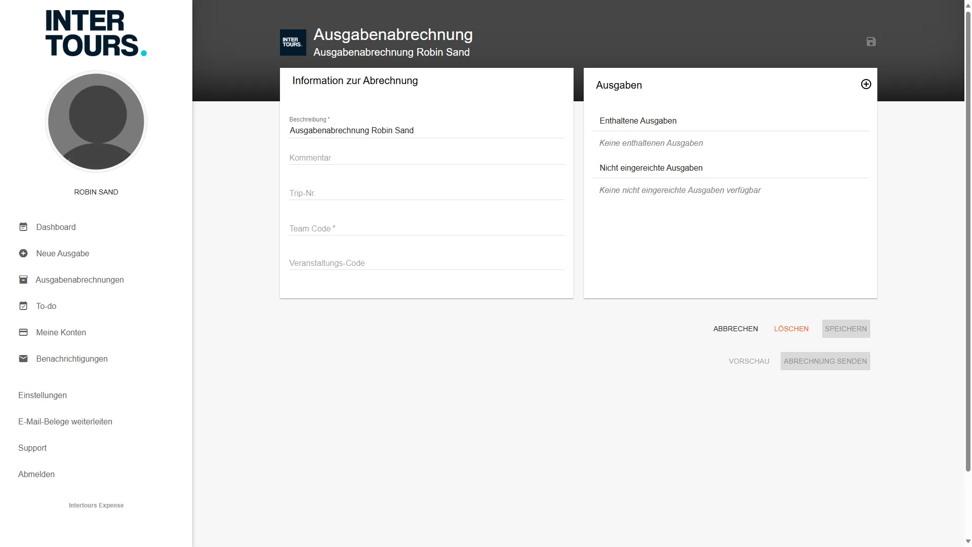 Expense Abrechnung erstellen