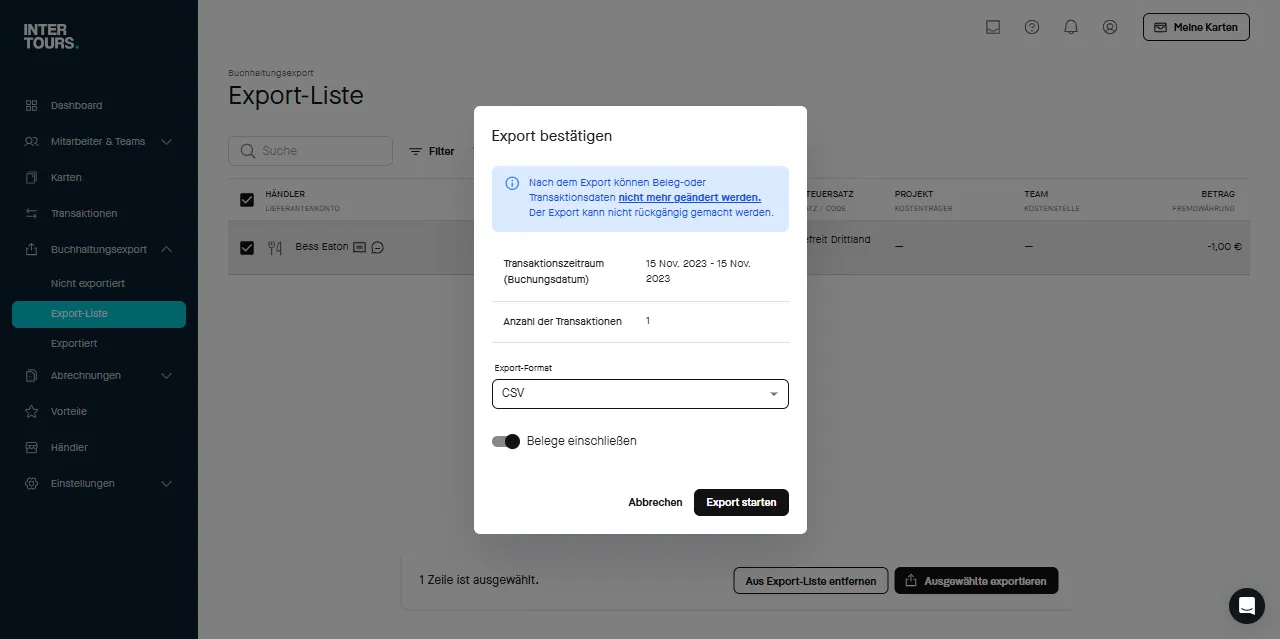 Pay Export der Daten