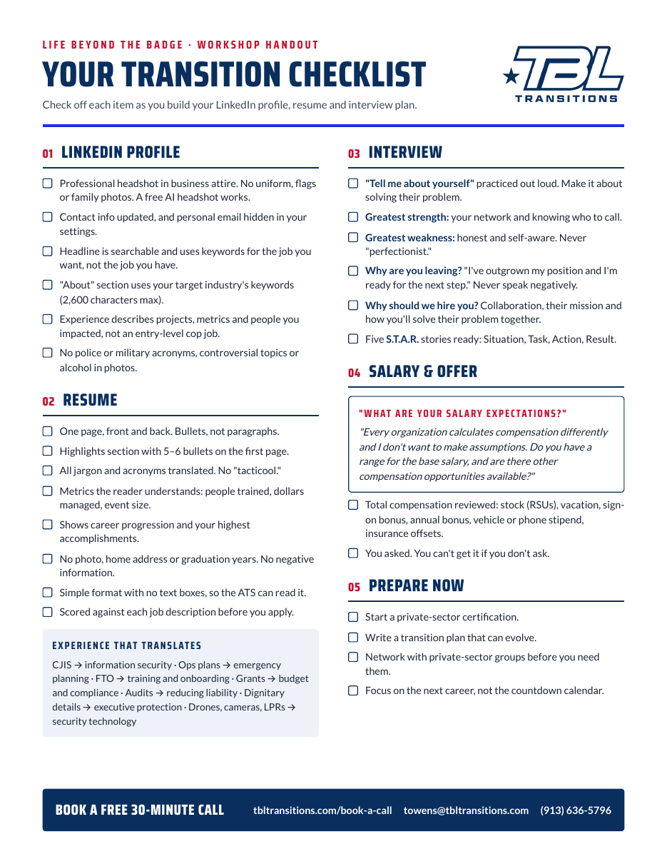 Cover of Your Transition Checklist