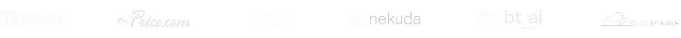 Logos of Human, Pleo, Visa, Nekuda, bt ai, and Cloudflare companies in one row.