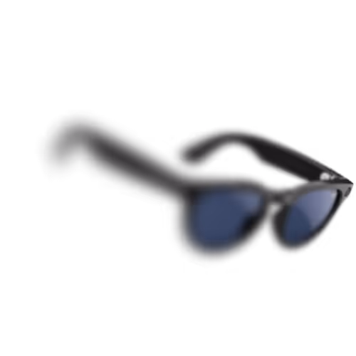 Black sunglasses with dark tinted lenses and straight arms.