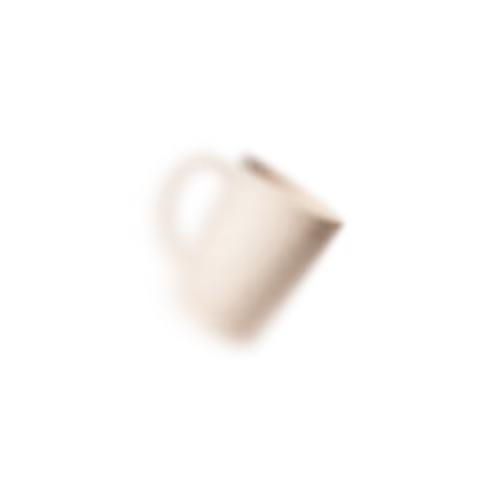 White ceramic coffee cup tilted sideways against a transparent background.