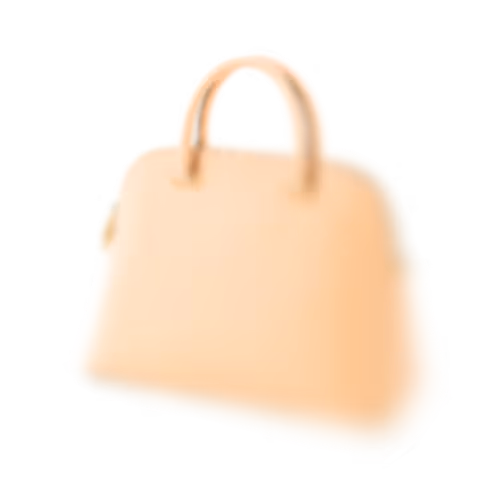 Beige handbag with rounded handles and a smooth finish.