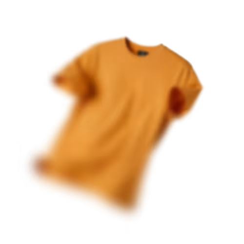 Orange short-sleeve t-shirt on black background.