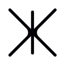 Symbole abstrait en noir formé de deux lignes verticales et deux diagonales s'entrecroisant.