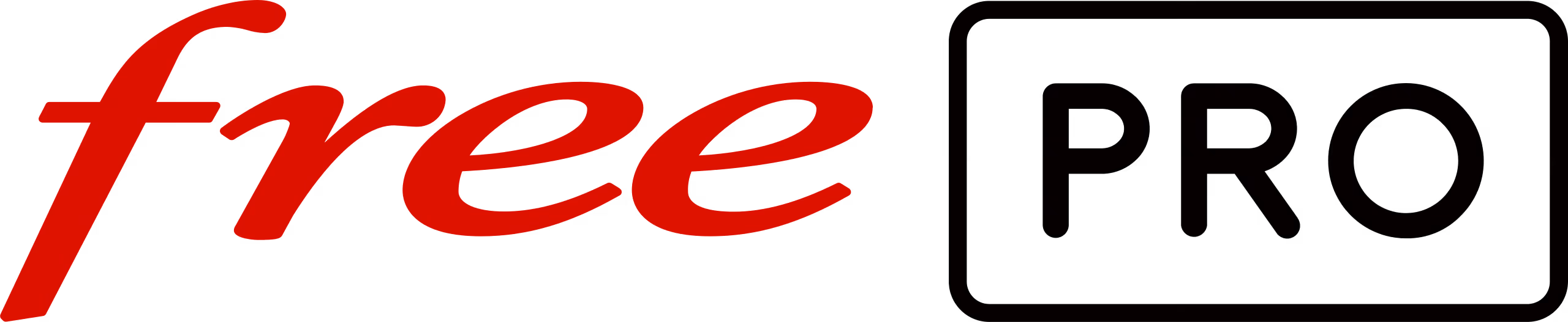 Texte 'free' en rouge cursif suivi du mot 'PRO' en noir à l’intérieur d’un rectangle aux bords arrondis.