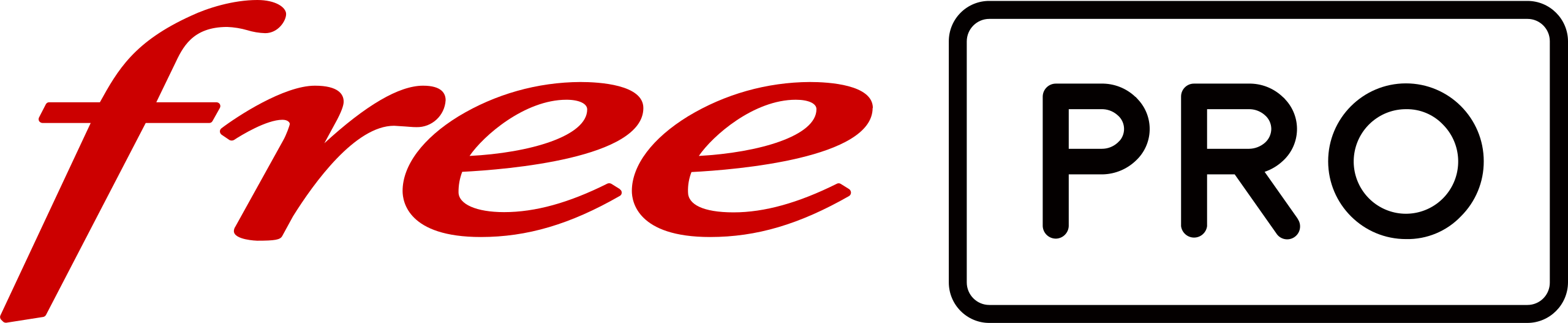 Texte 'free' en rouge cursif suivi du mot 'PRO' en noir à l’intérieur d’un rectangle aux bords arrondis.