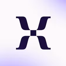 Symbole abstrait noir en forme de X stylisé sur fond dégradé clair.