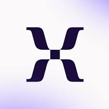 Symbole abstrait noir en forme de X stylisé sur fond dégradé clair.