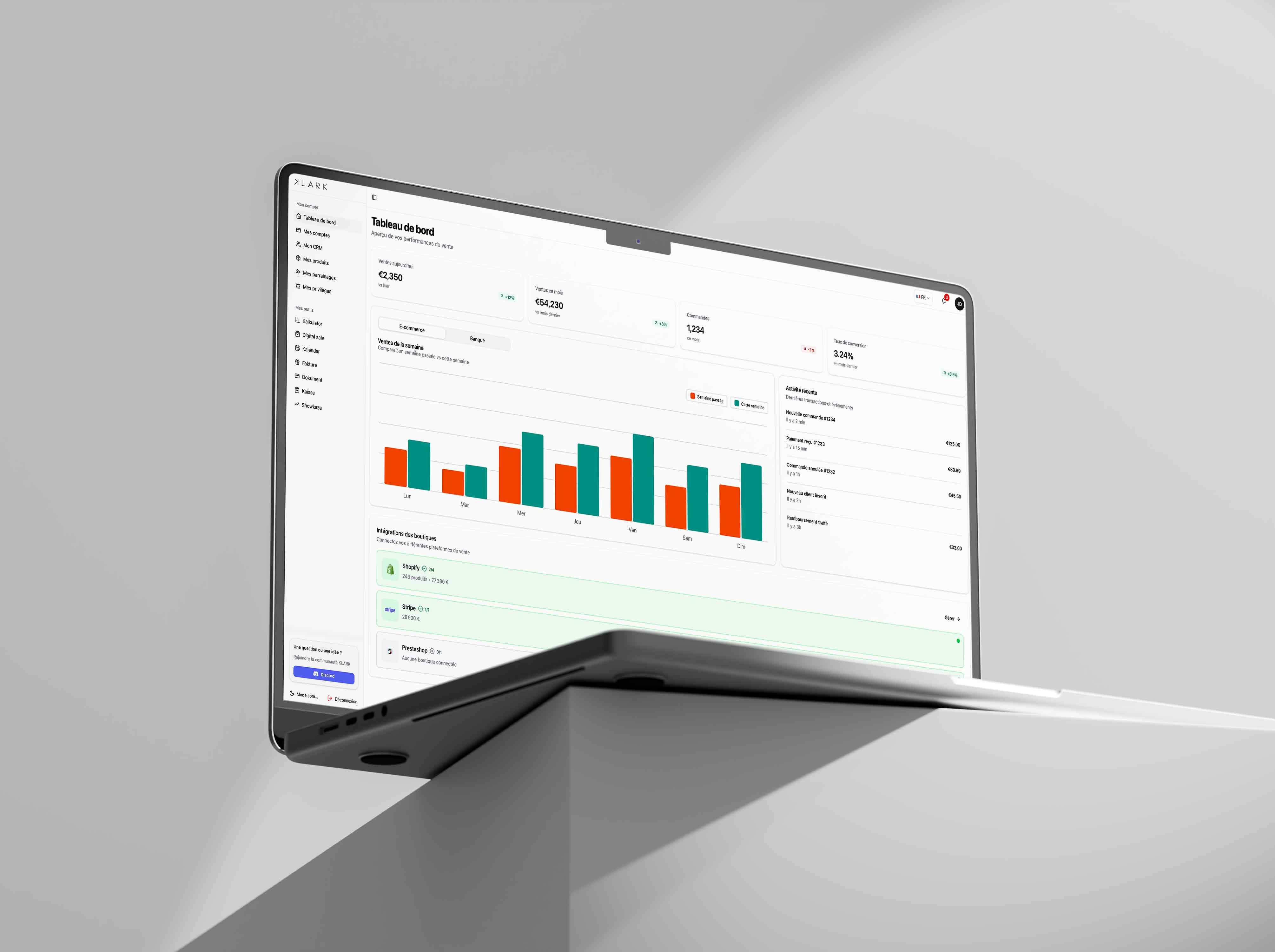 Dashboard Klark e-commerce