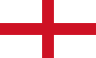 Flag of England with a red cross on a white background.