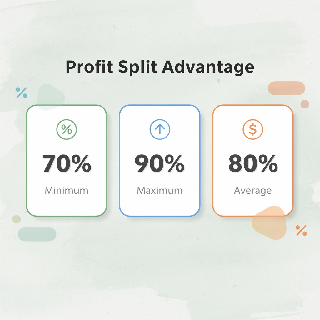 Statistics showing profit split percentages for skilled traders