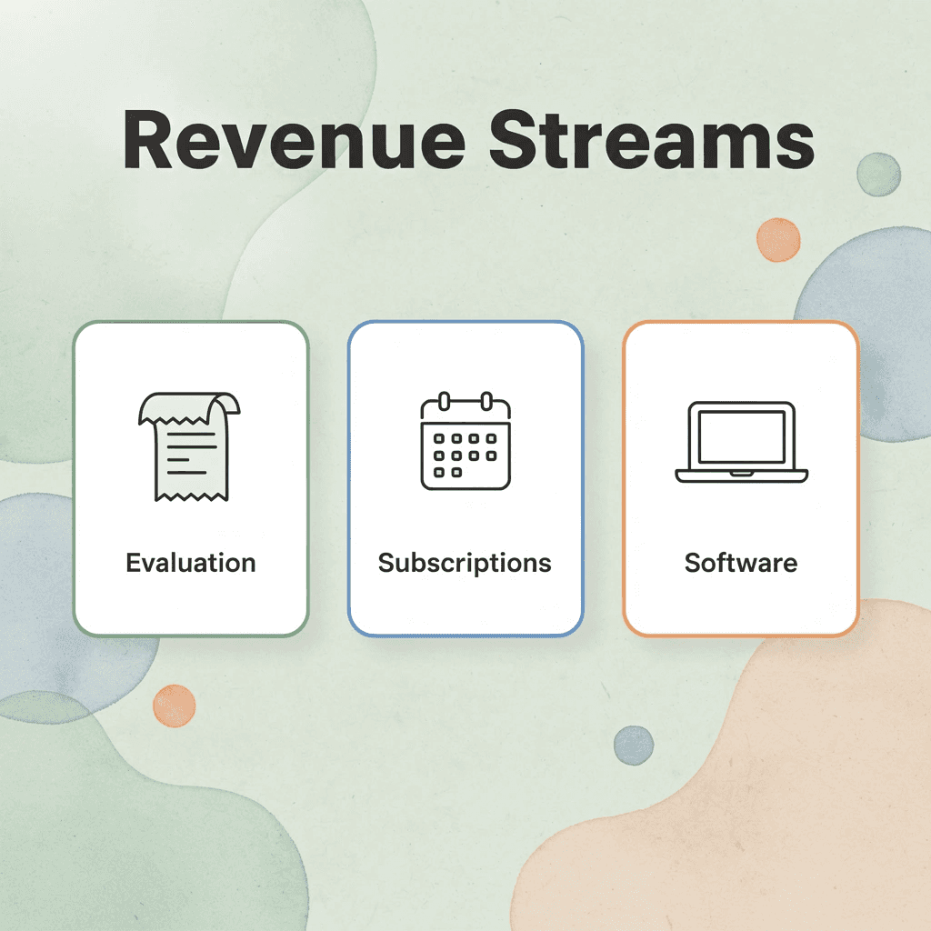 Infographic showing three main revenue streams for prop firms
