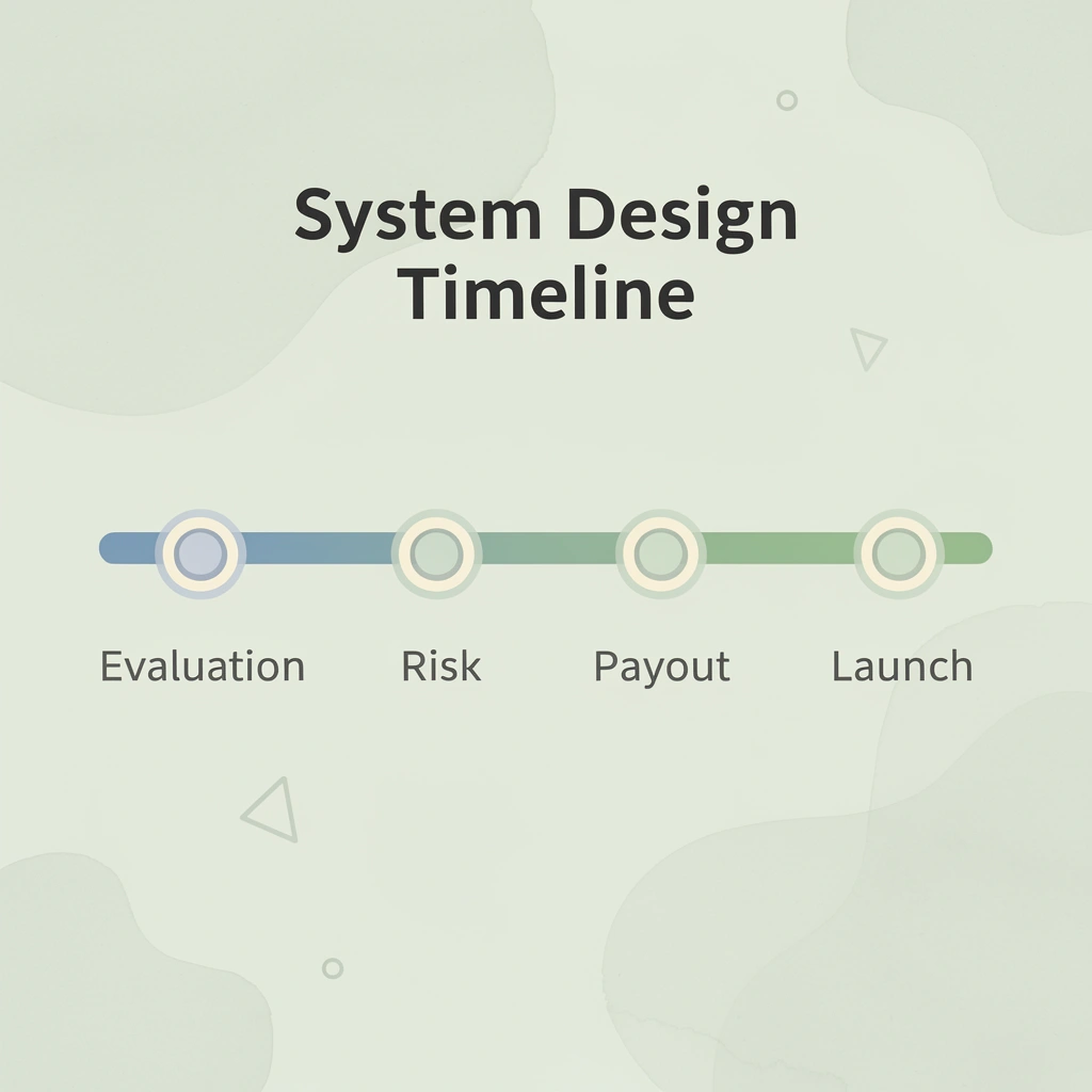 Timeline showing four phases of prop trading system design